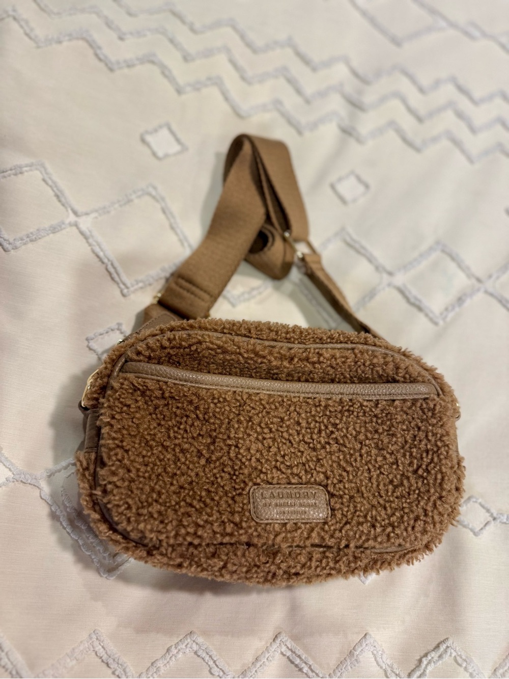 Laundry By Shelli Segal Teddy Fleece Crossbody Bag - Tan